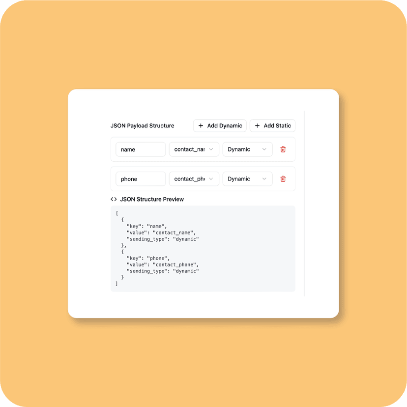 No-Code Webhook Builder interface